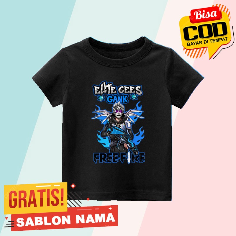 Baju Kaos Anak Free Fire FF Ak Darco Elite Cees Gank / Kaos Anak Laki Laki & Perempuan Custom Nama F