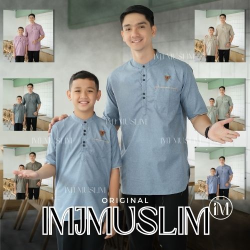 Baju Koko Couple Ayah Dan anak Laki Laki Lengan Pendek Motif Bordir Kain Madinah Terbaru 2025