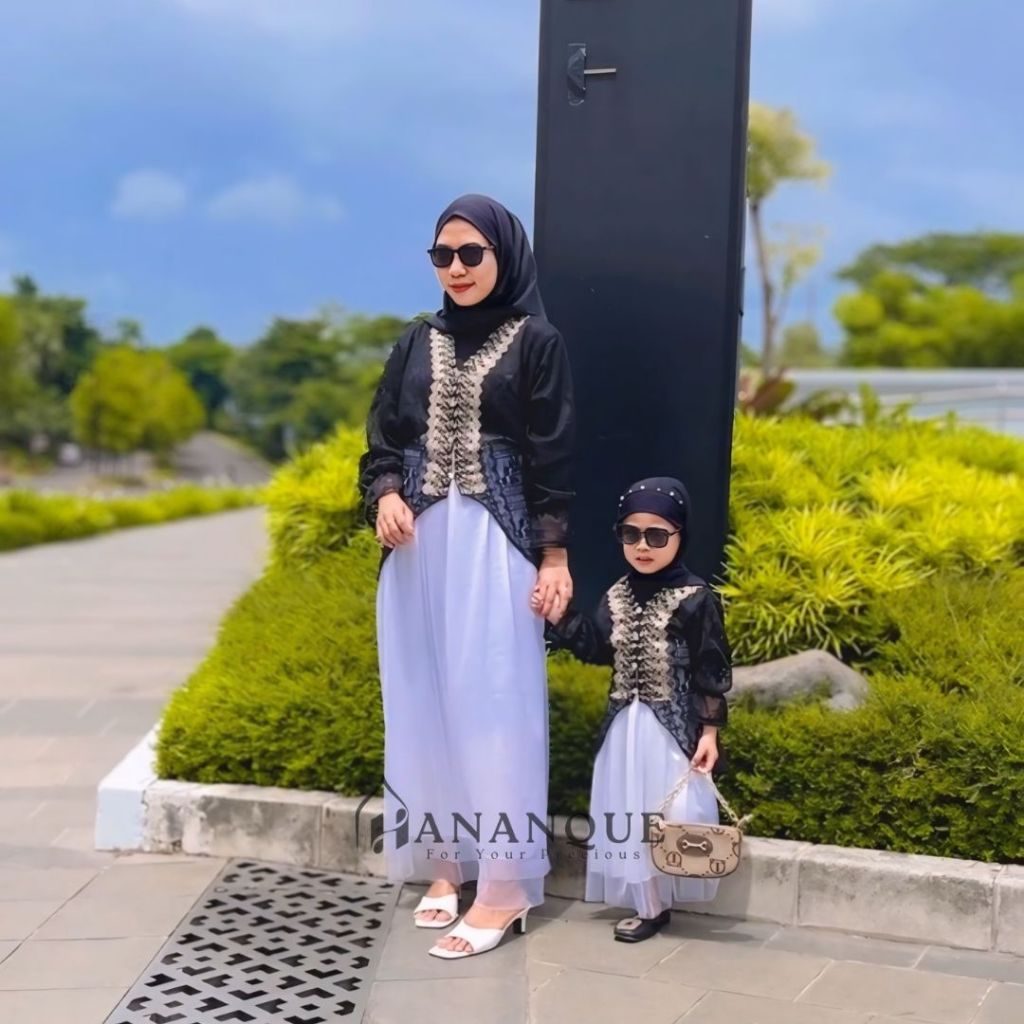 Hananque Moana Set Rok Tunik Brukat Couple Ibu Dan Anak 1-13 Tahun Baju Lebaran 2025