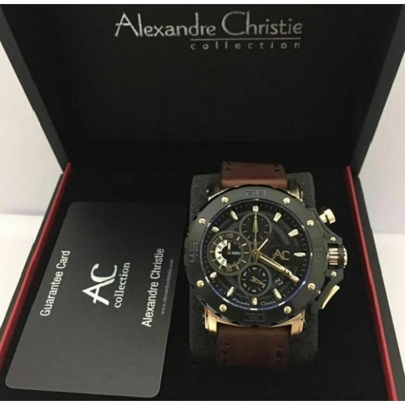 jam tangan pria alexander cristie original ac9205 black rose gold