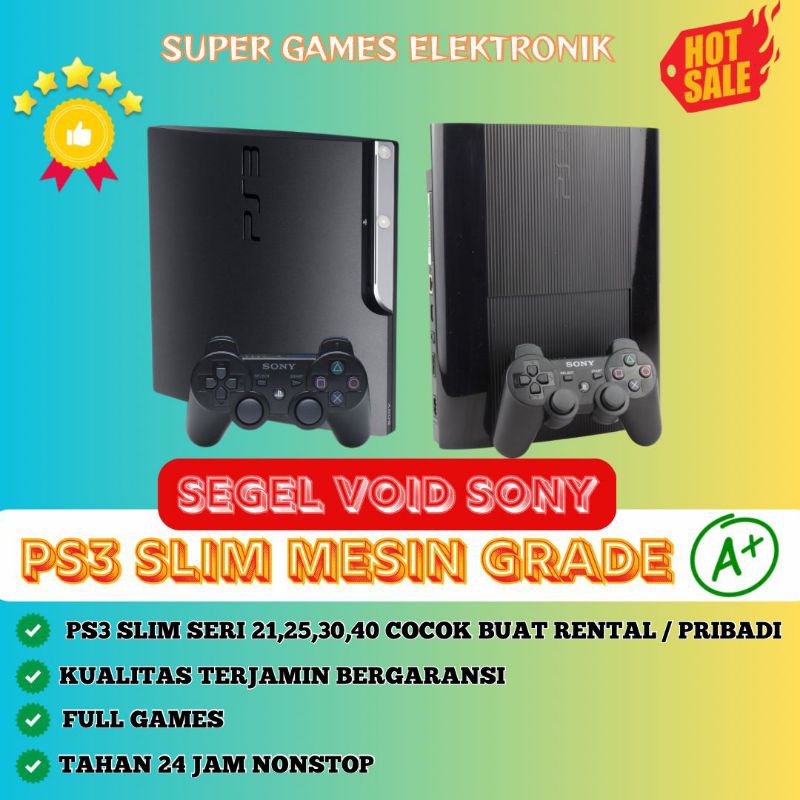 PS3 SLIM SERI 21 25 30 / SUPER SLIM 1TB / 500GB  VOID SONY ASLI KUALITAS MESIN GRADE A+ 2STIK