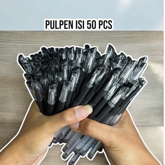 

(BISA COD) PULPEN GEL ISI 50 pcs isi tinta warna hitam ukuran 0,5 mm