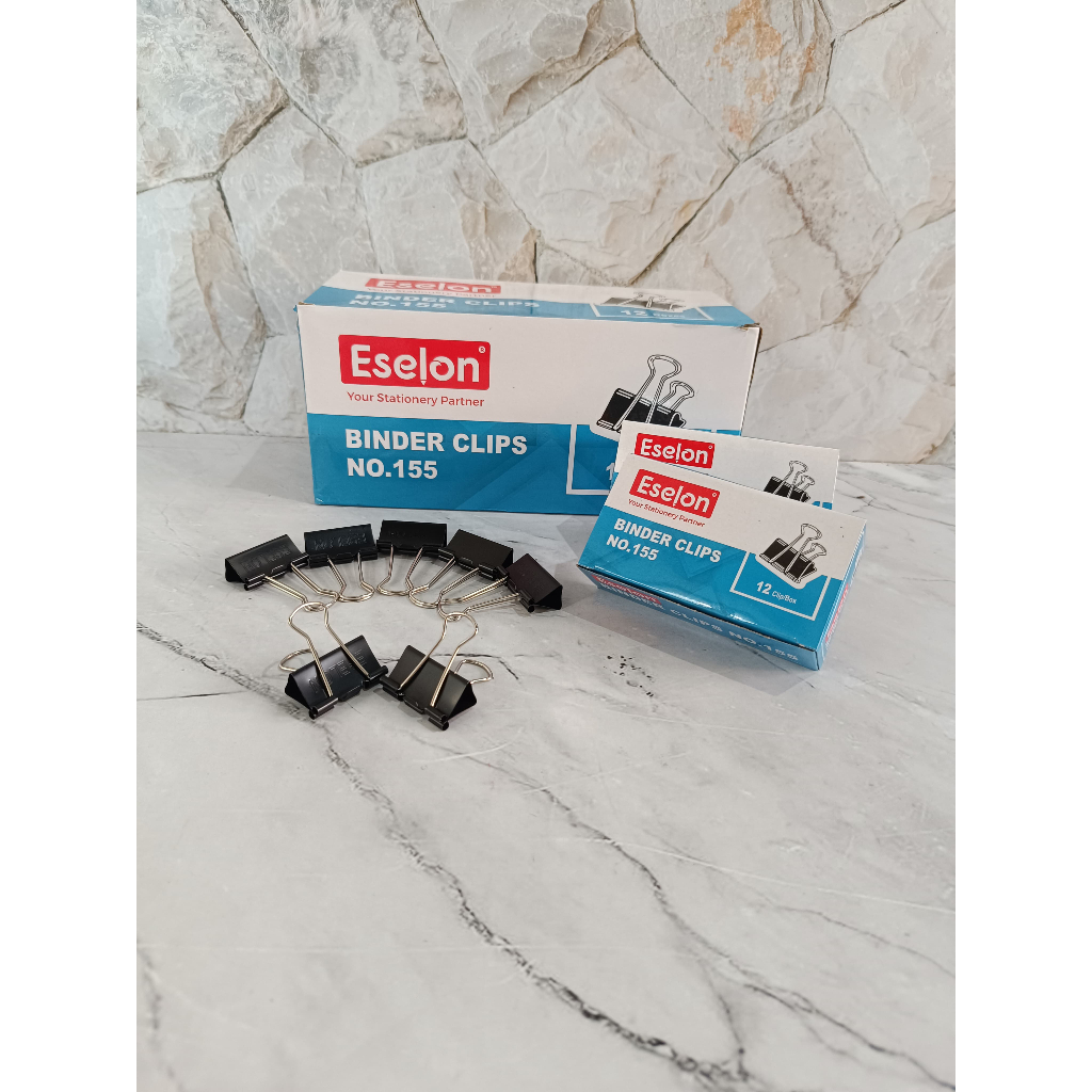 

SELUSIN ( 12 BIJI ) Binder Clip No. 155 Penjepit Kertas Hitam No. 155