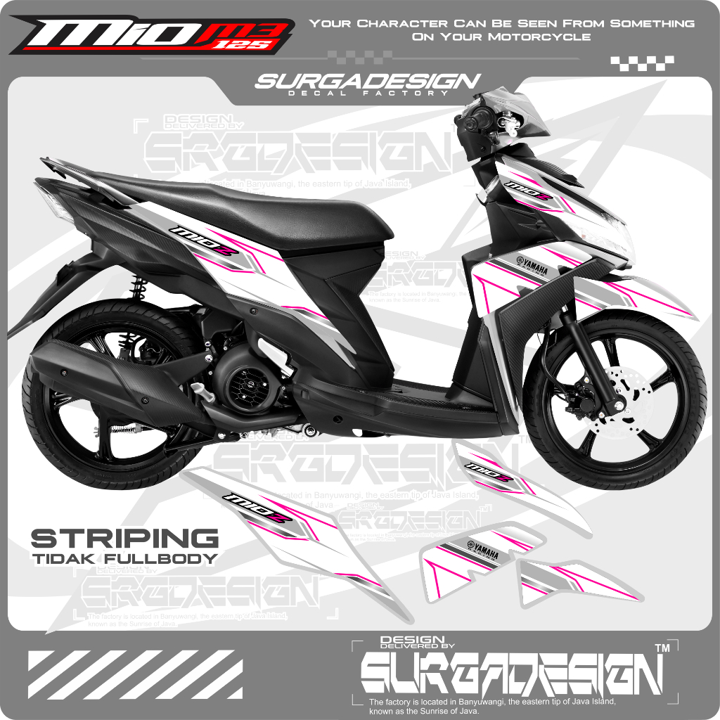 STICKER MIO M3 PUTIH, STICKER MIO M3, STIKER MIO M3, STRIPING MIO M3 2024, STICKER MIO M3 2024