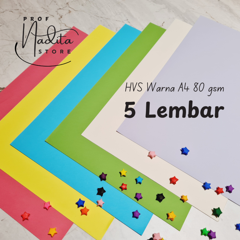 

[5 lembar] Kertas HVS Warna Pastel A4 80gsm - Random