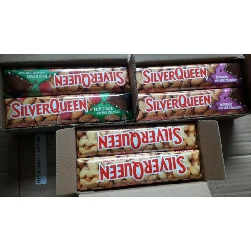 

SILVERQUEEN 55gr ex 58gr 1 BOX ISI 10 PCS, COKLAT SILVER QUEEN 55 GRAM 1 DUS 10 X 55gr