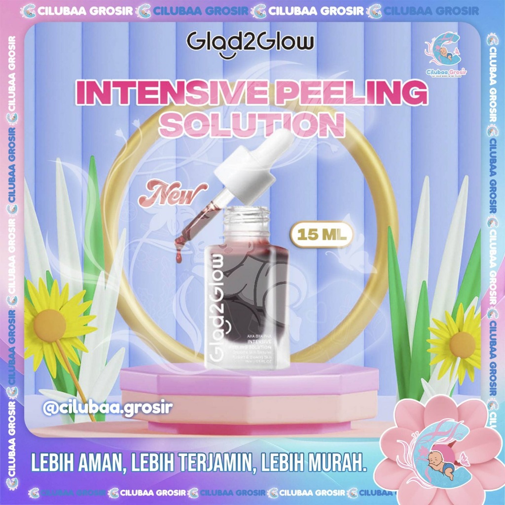 GLAD2GLOW Peeling Solution 15ml AHA BHA PHA Intensive || Serum Exfoliasi Wajah Mencerahkan Dark Spot