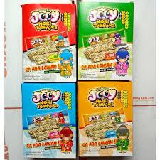 

Snack Jooy nori Tempura Rumput Laut Crispy Seaweed super kriuk per box isi 12 pcs x 4 gram