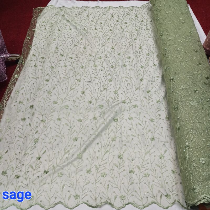 Kain Tile OB Mutiara+Gliter motif akar