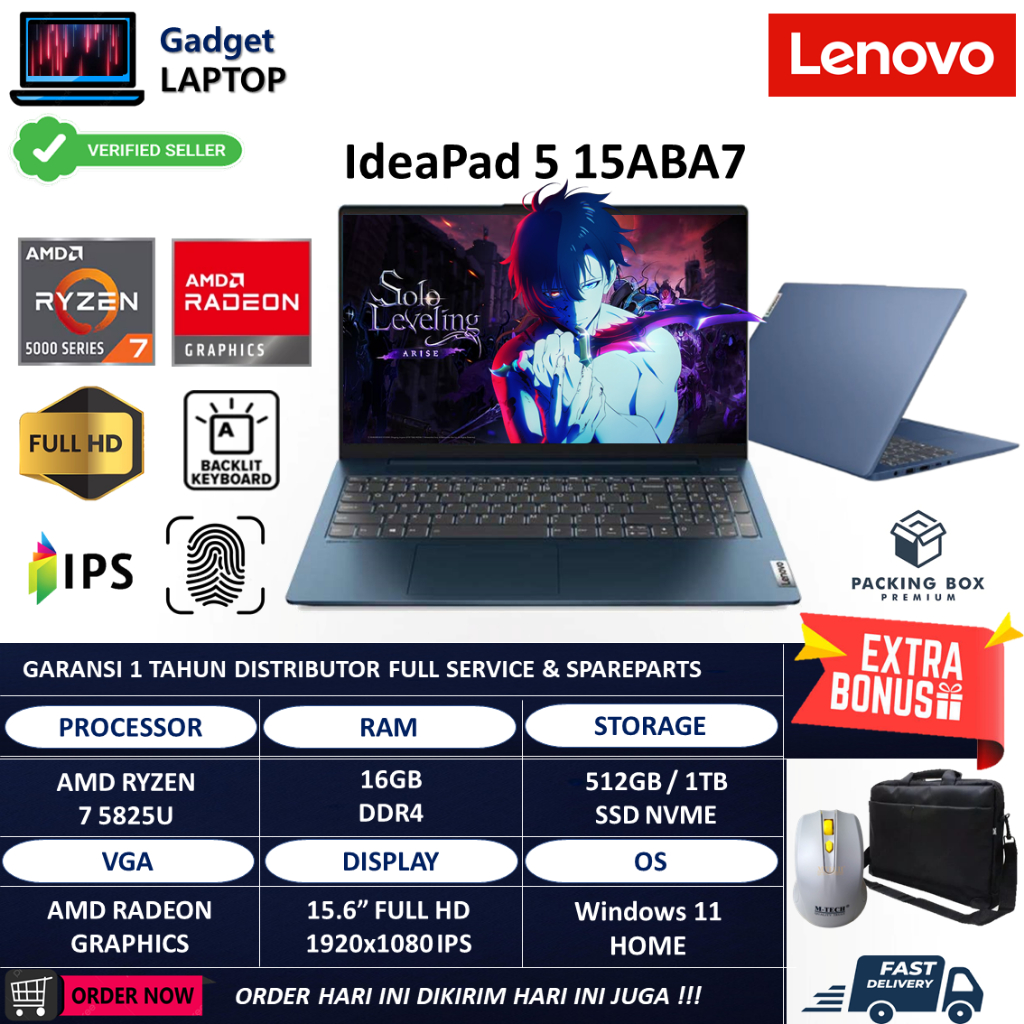 Laptop Lenovo Ideapad Slim 5 15ABA7 Amd Ryzen 7 5825U 16GB 1TB 15.6 Inch Full HD IPS Windows 11 Home