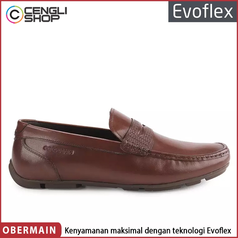 SEPATU LOAFER OBERMAIN PRIA ORIGINAL SLIP ON PANSUS LOAFERS KULIT ASLI ORI COKLAT BROWN OM06