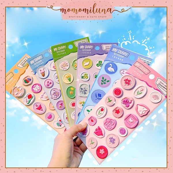 

My diary sticker timbul emboss pvc wax sticker lucu deco stiker cute aesthetic journaling diy HB1855