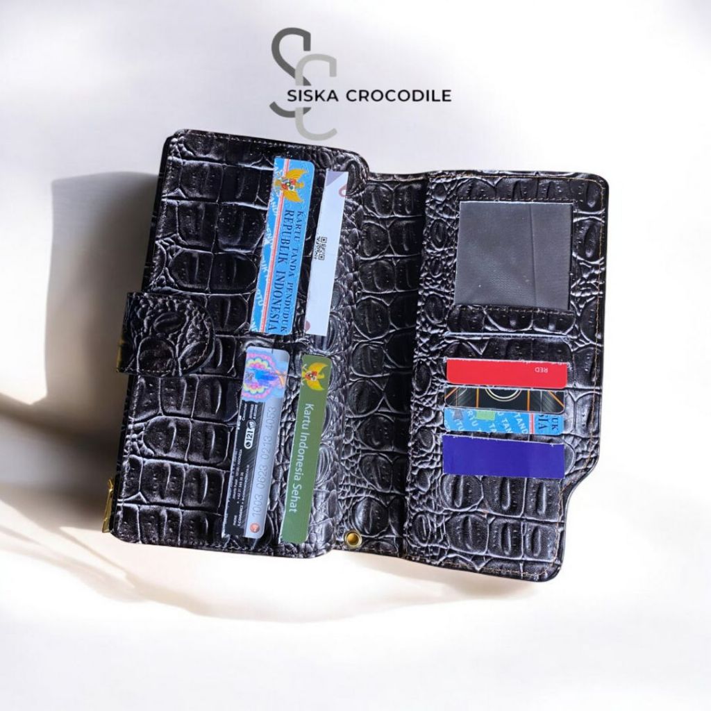 SC SISK KCROCODILE - Dompet Wanita Dompet Kartu Wanita Dompet Pesta Dompet Karu Uang Kulit Asli Mera