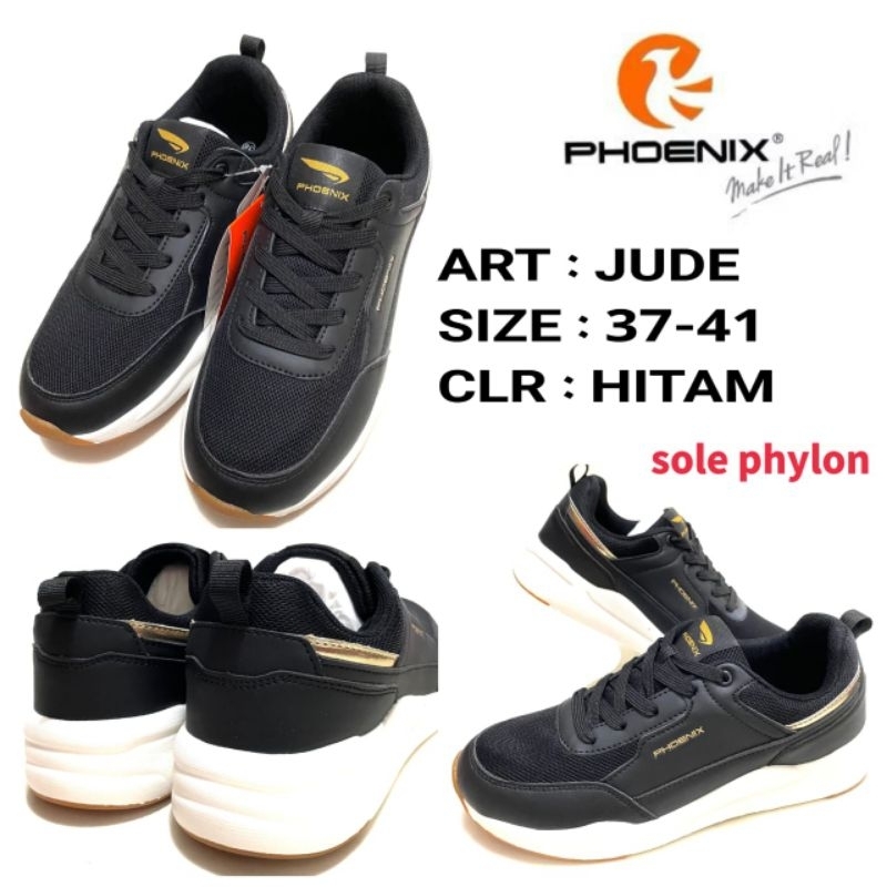 Sepatu Sneakers Unisex Original Phoenix JUDE Size 37-41 Warna Hitam Putih // Sepatu Phoenix Ori Terb