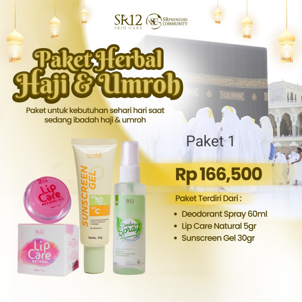 Paket Perawatan Umroh SR12 Skincare Halal & Aman - Paket Kecantikan untuk Traveling & Ibadah Umroh
