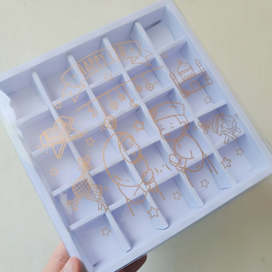 

( 5 Pcs ) Dus Hampers Eggtart Mika Lebaran Kotak Packaging Nastar Bulat Putih Sekat 25