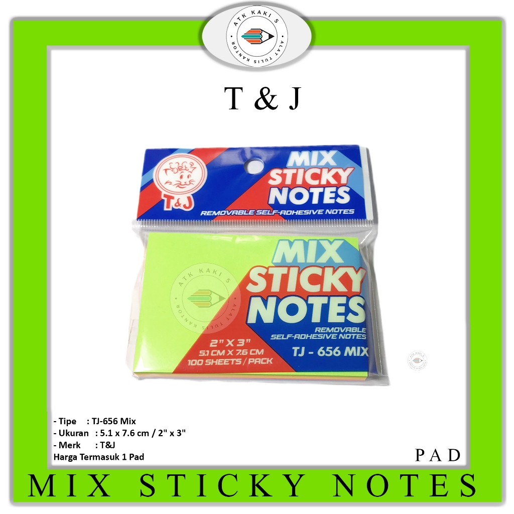 

T&J - Mix Sticky Notes TJ-656 uk 5.1 x 7.6 cm - PAD