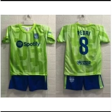 setelan baju jersey anak club bola warna hijau muda printing terbaru