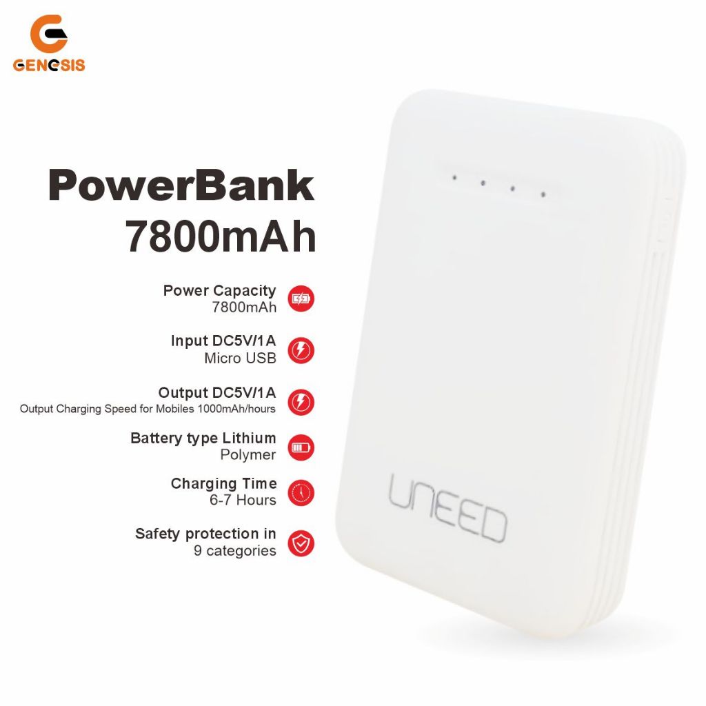 PowerBank UNEED 7800mAh Original