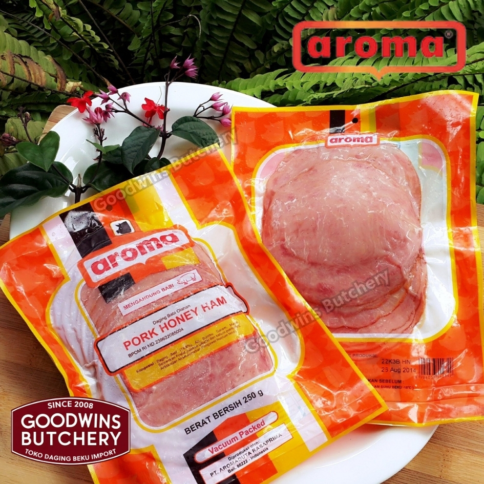

Pork ham HONEY HAM SLICED 250gr frozen Aroma Bali