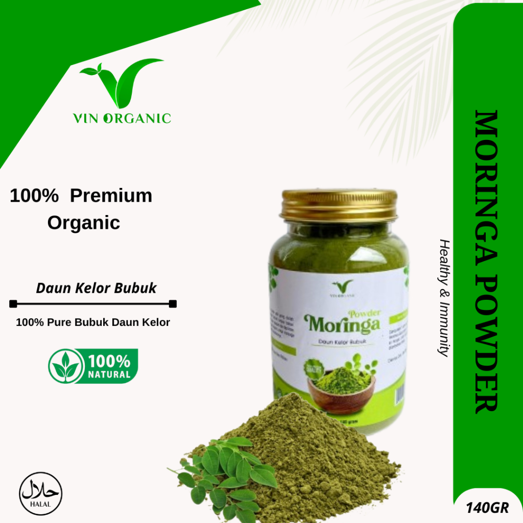 

VIN Moringa Powder | Bubuk Daun Kelor Murni | Kelor Bubuk Asli 200gr