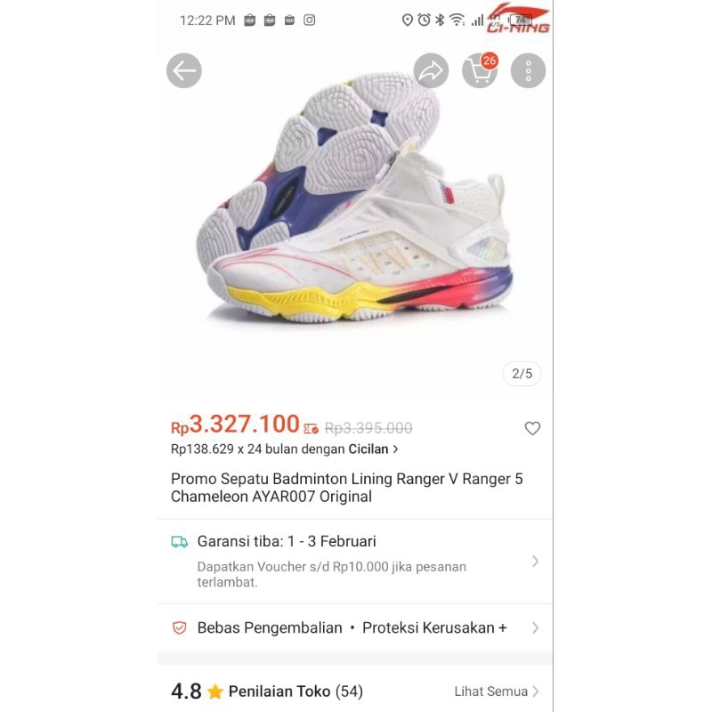 Sepatu Lining Ranger V Chameleon Original