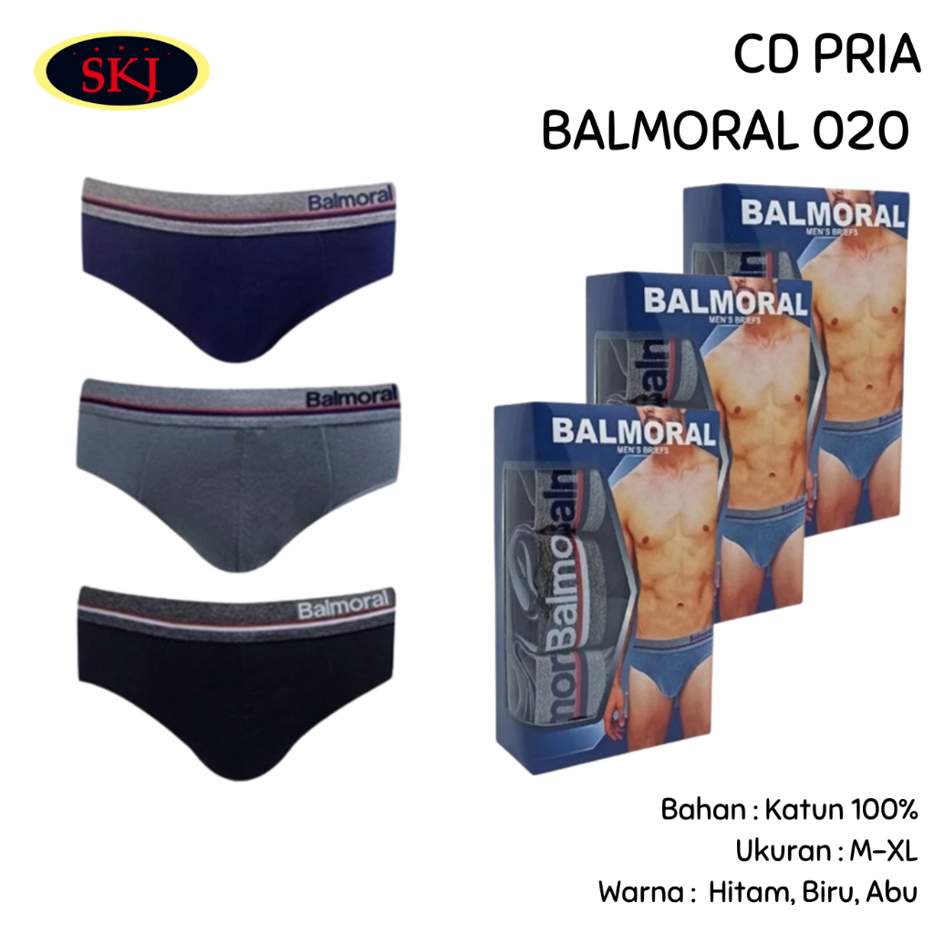 [ISI 3] CD Pria BALMORAL 020 Karet Boxer / Pakaian Dalam Cowok / Celana Dalam Laki