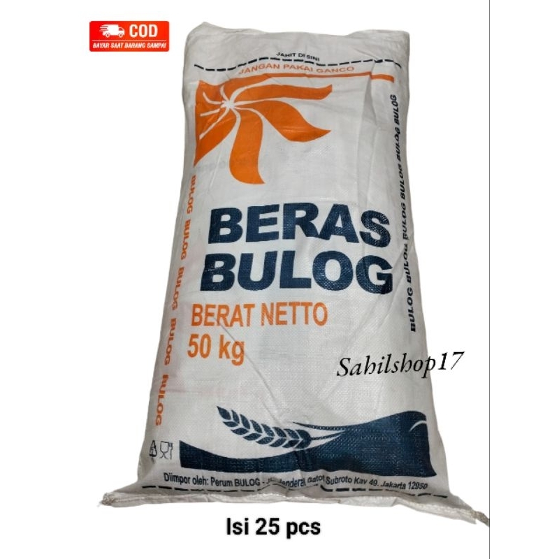 Karung plastik beras Bulog 50 kg bekas isi 25 pcs Karung plastik 95cmx55cm