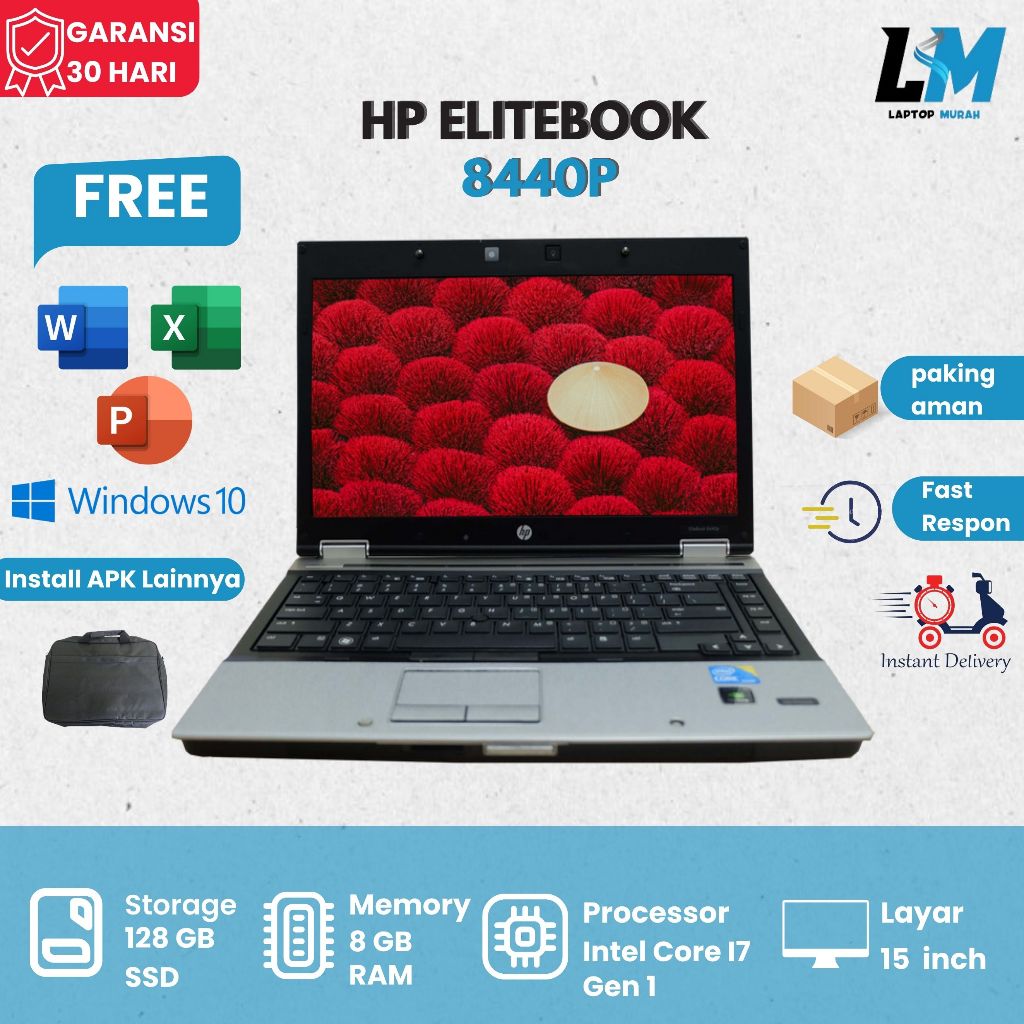 HP EliteBook 8440p I7 Gen 1 Ram 8gb Ssd 128gb Murah Bergaransi