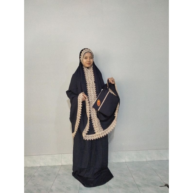 MUKENA POTONGAN RAYON,KATUN BORDIR PREMIUM WARNA HITAM