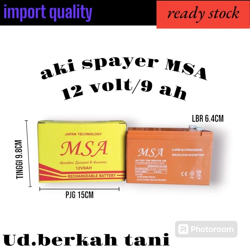 Lostnight_ Baterai - Aki Msa 12 Volt/9 Ah - Aki Tangki - Aki Spayer - Aki Elektrik - Aki Mobil