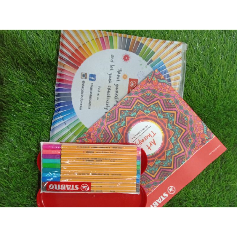 

alat gambar/alat lukis stabilo berwarna ART THERAPY free buku buat mewarnai