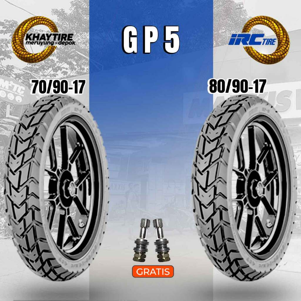Paket Ban Motor Bebek IRC GP5 70/90-17 + 80/90-17 Tubeless