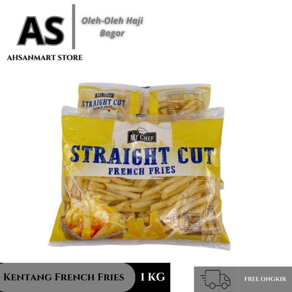 

Kentang Frozen 1kg My Chef Straight Cut French Fries Cut Straight Smiley Spicy Criss Kemasan 1Kg