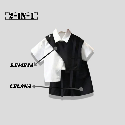 YOORA Kemeja Dres Anak Cewek 2in1Korea Usia style1-14 Tahun Bahan Katun LITTLE ROOM KIDS