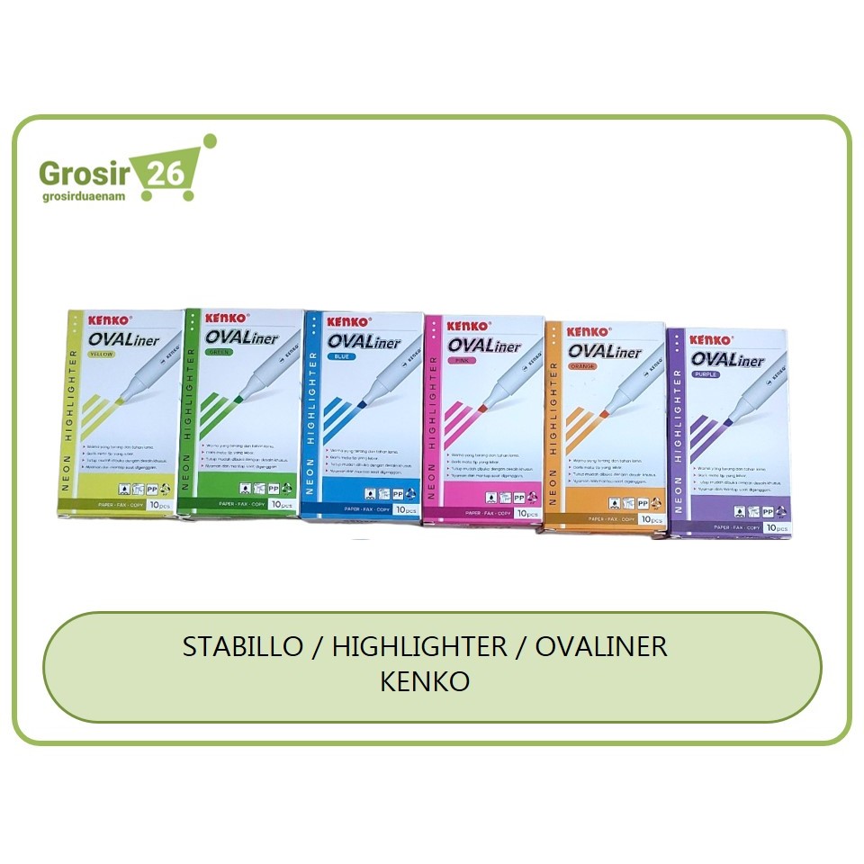 

(1 pcs) stabillo / highlighter / ovaliner neon color kenko kuning | hijau | biru | pink | orange | ungu