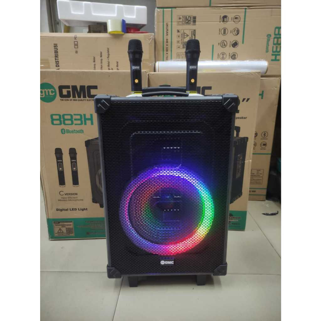 SPEAKER GMC 883H /SPEAKER PORTABLE BLUETOOTH KARAOKE 12 INCH + 2 MIC WIRELESS