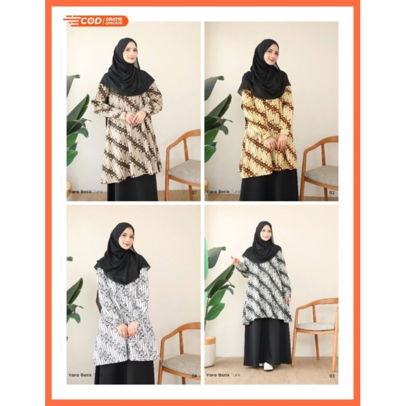 Tunik Katun Batik Motif Geometris Tunik Yara by Kala 7 Baju Batik Kekinian Kerja Kuliah