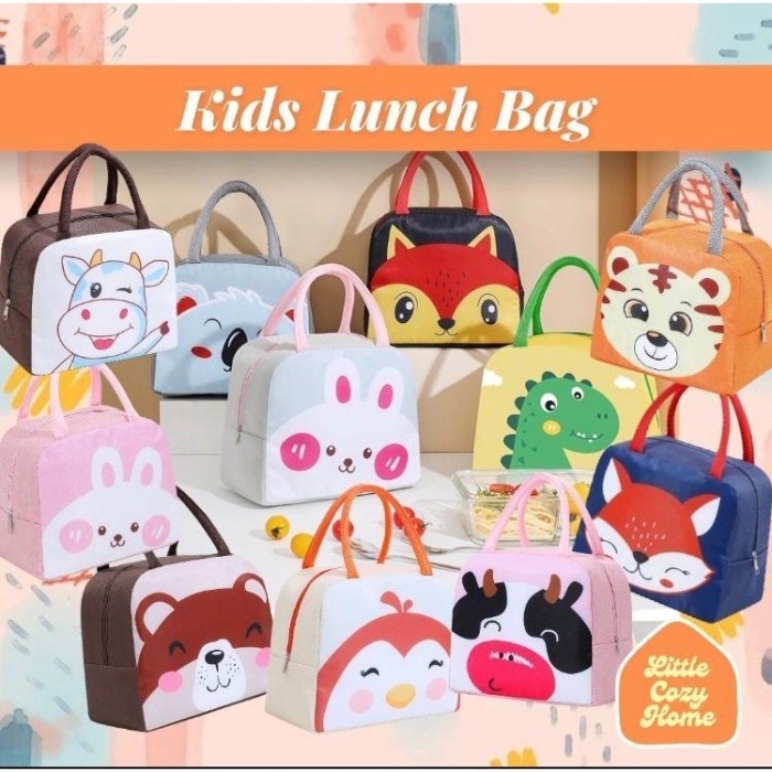 Tas Bekal Karakter Lunch Bag Cooler Tahan Panas/ Tas Makanan Tahan Panas