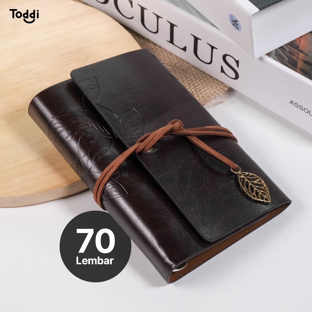

Buku Catatan Binder Kulit Retro Leaf Kertas B7 - Toddi PHANTACI - Coffee