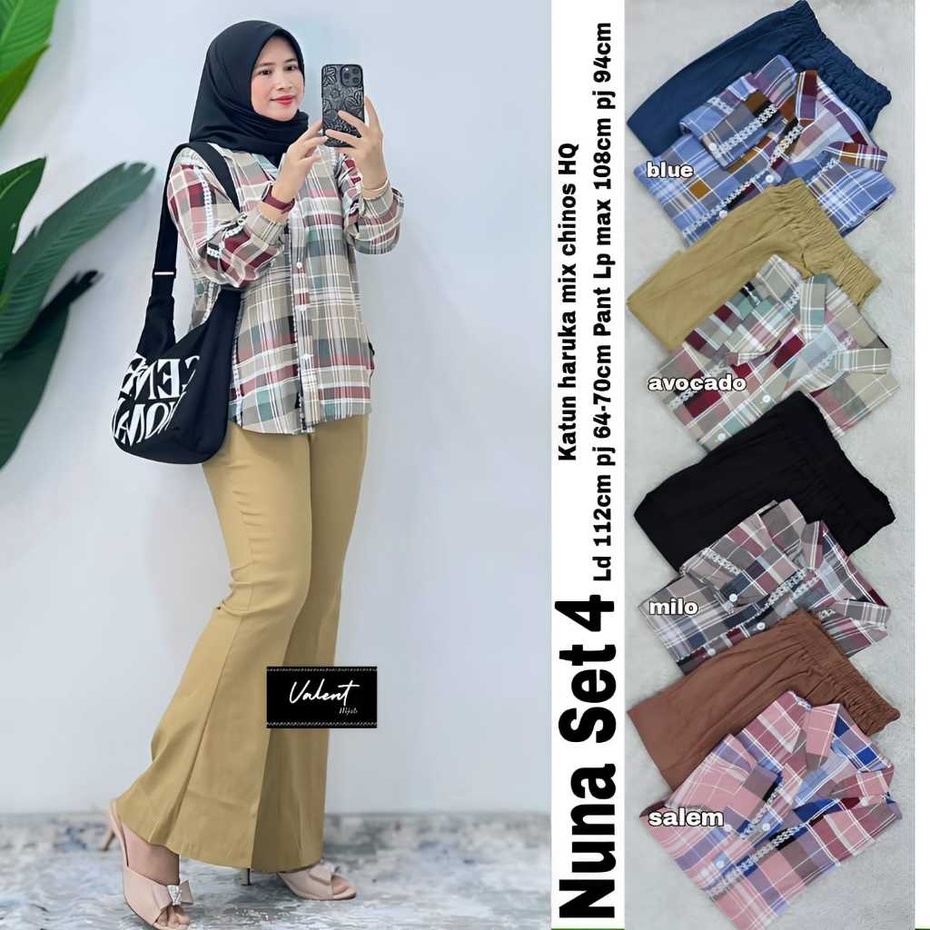 NUNA SET #4 BY VALENT / SETELAN WANITA ATASNA MIX ROK BAHAN KATUN MIX CHINOS