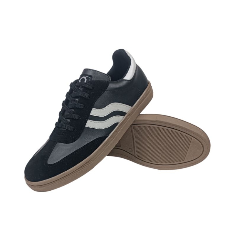 pengiriman cepat quickly hummel series -black gum, sepatu sneakers casual pria material
