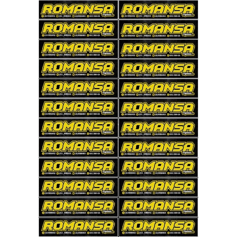 

STIKER ORKES ROMANSA ISI 24 PCS BAHAN ANTI AIR(VYNIL) 1 LEMBAR UKURAN 30X45