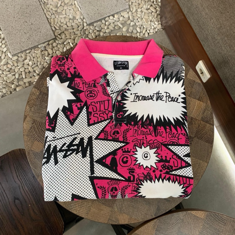 kaos polo stussy aop vintage second original