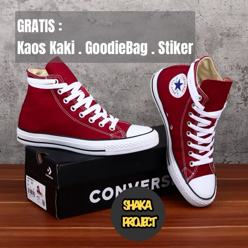 Sepatu Converse All Star Classic Red Merah Maroon | Converse Klasik High Tinggi Merah Marun