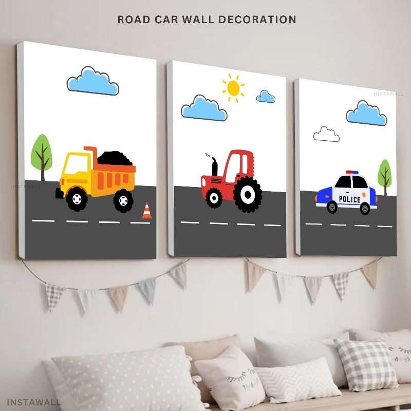 Hiasan dinding kamar anak road carsDekorasi dinding kamar anak bayiDekorasi kamar tidur anak laki la