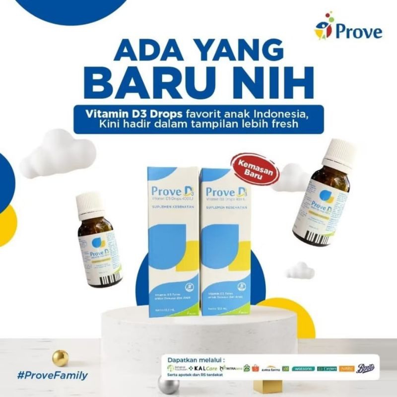 PROVE D3 DROPS BAYI - Prove D3 Drop Vitamin D3 400 IU Tetes Untuk Dewasa Dan Anak
