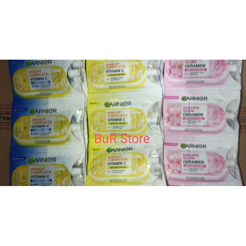 Garnier Serum Cream dan Face wash Sachet per renceng / 12 sachet