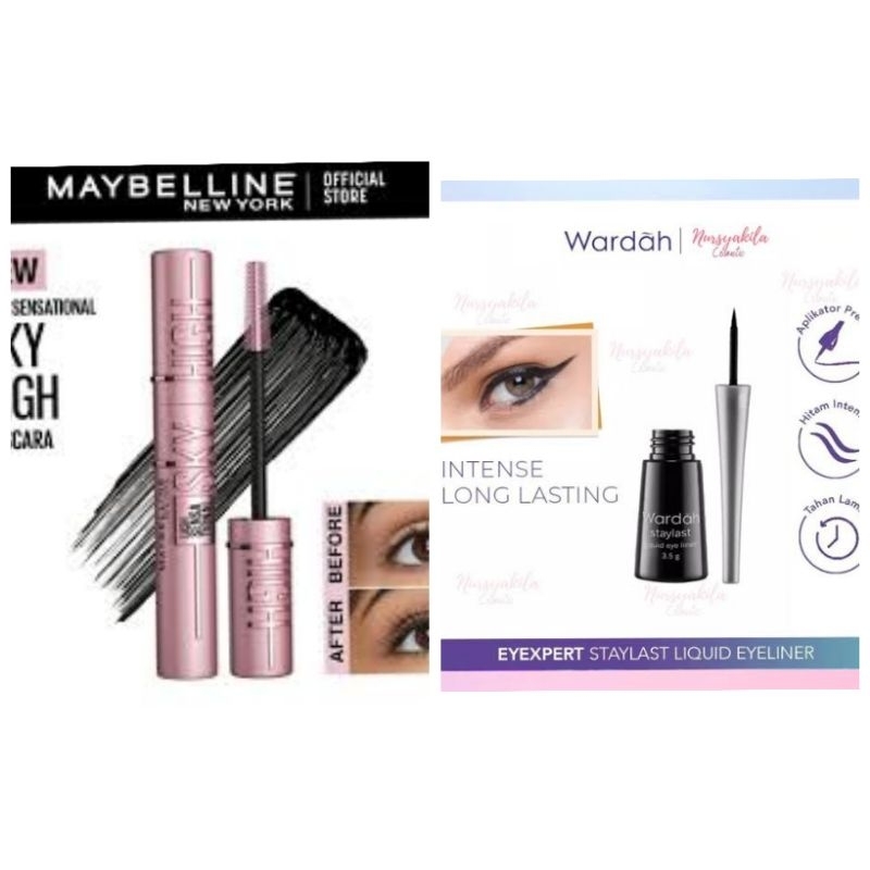 PAKET MASKARA MAYBELINE+EYELINER WARDAH