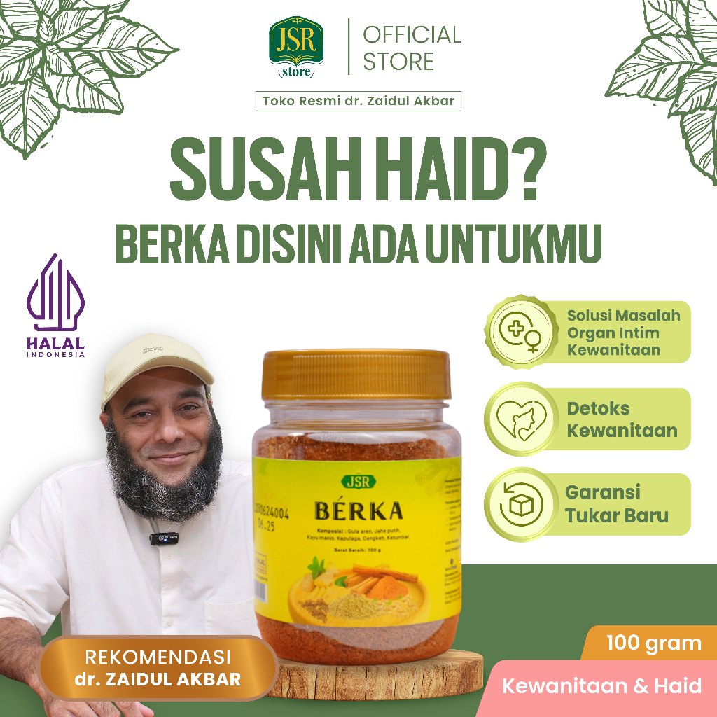 

BERKA JSR dr Zaidul Akbar Minuman Kewanitaan - Pelancar Haid - PCOS - Nyeri Haid - 100gram